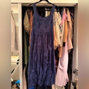 J. Crew Deep Blue Eyelet Maxi Dress